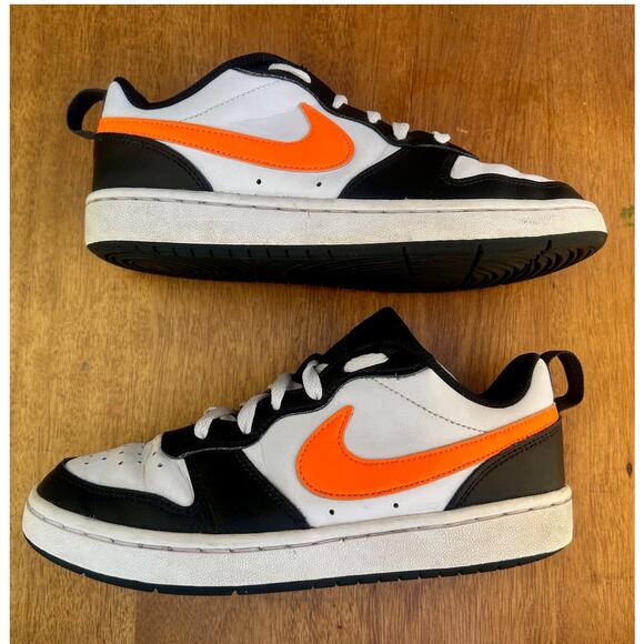Nike Court Borough Low 2 White Black Orange Youth Size 5Y Sneakers - Picture 7 of 9